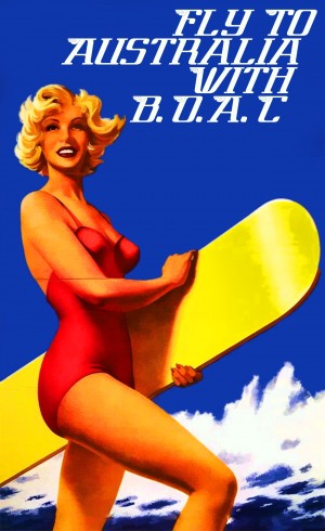 Fly to Australia travel poster